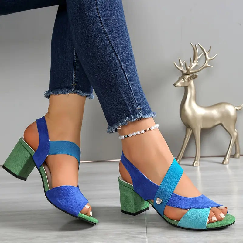 ColorBlock™ – Sandalias de tacón medio bicolor