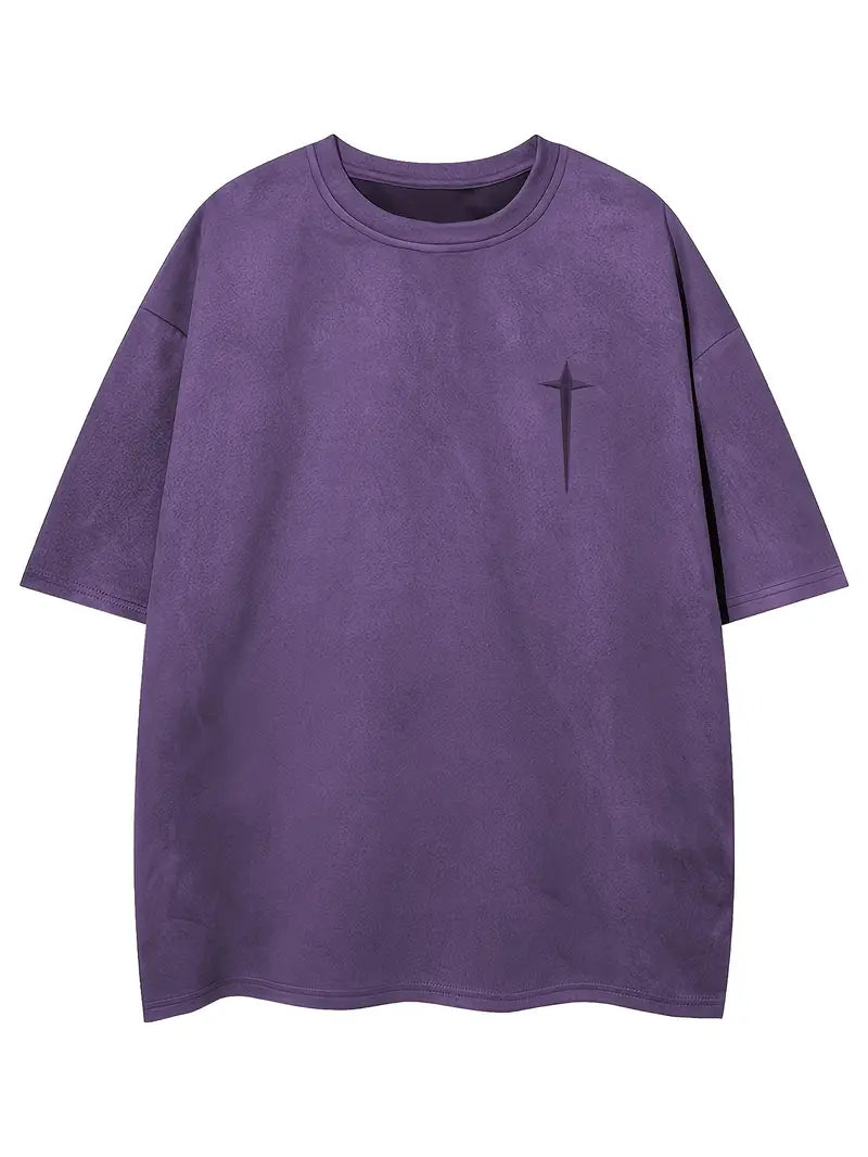 DarkFaith™ – Camiseta oversize púrpura con bordado