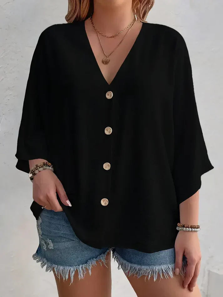 VERSATILE V: Blusa Esencial con Cuello en V