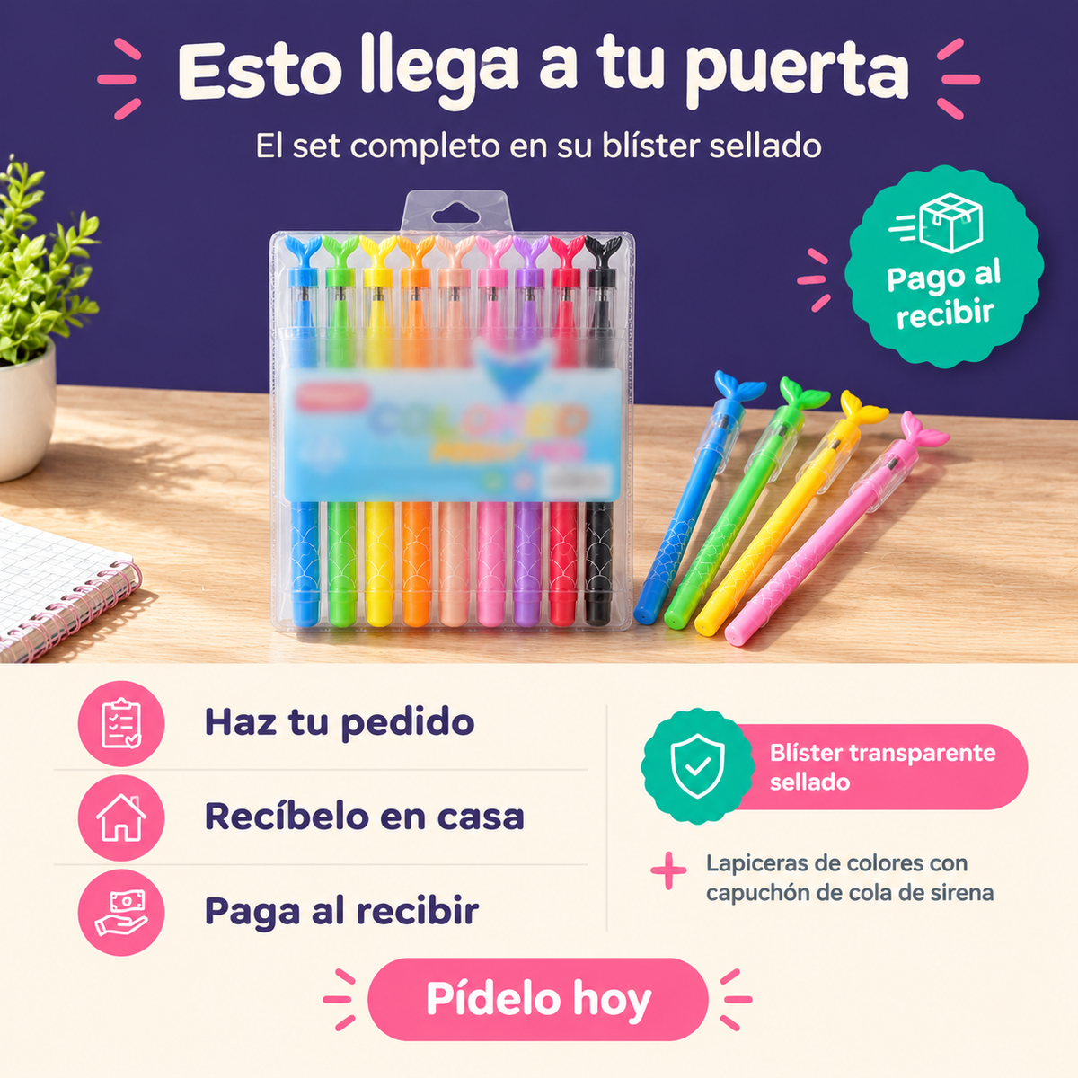 Set X10 Lapiceras De Color Sirena - 6937 — vista 6