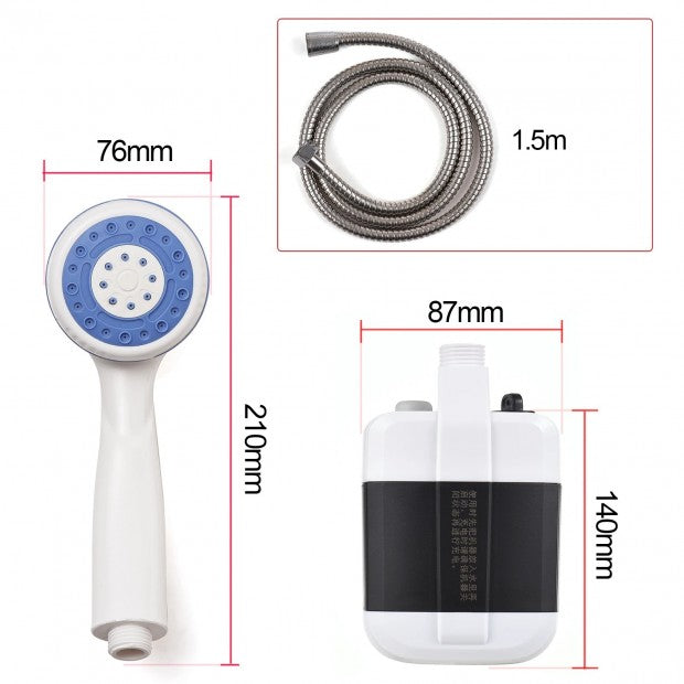 Ducha OutdoorFlow- Portátil, eléctrica y recargable, convierte cualquier recipiente de agua en una ducha funcional. Ideal para camping, playa, viajes y zonas sin acceso a agua corriente.