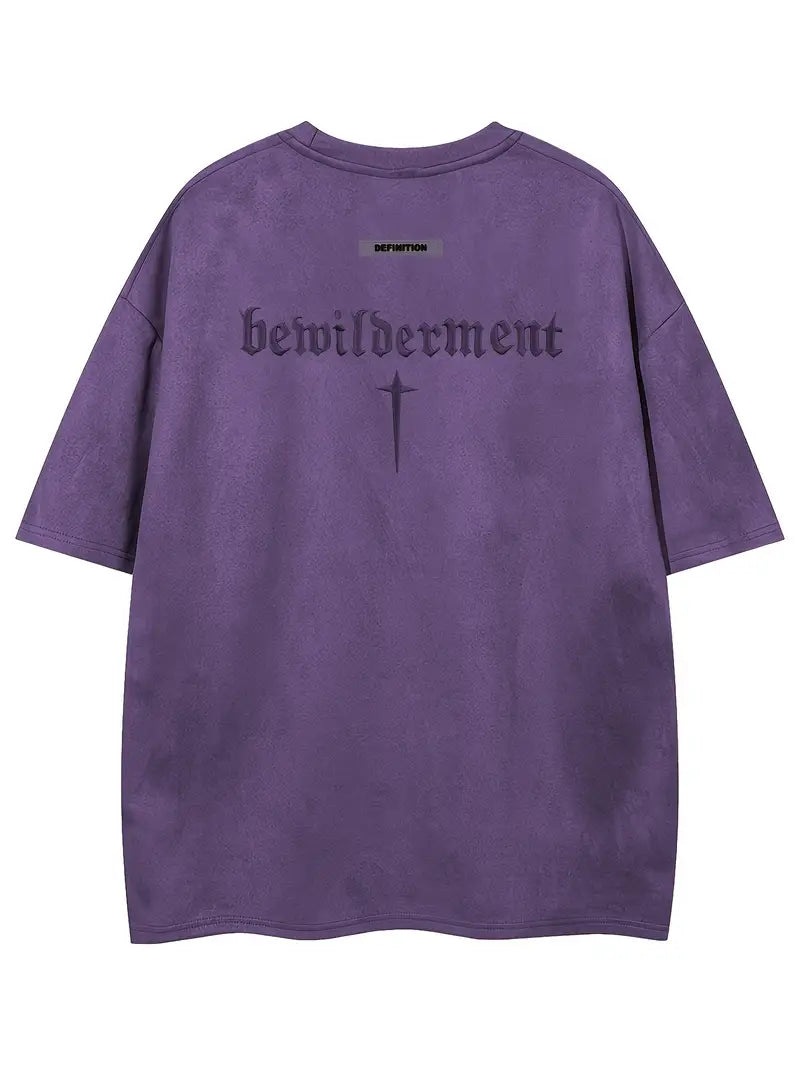 DarkFaith™ – Camiseta oversize púrpura con bordado
