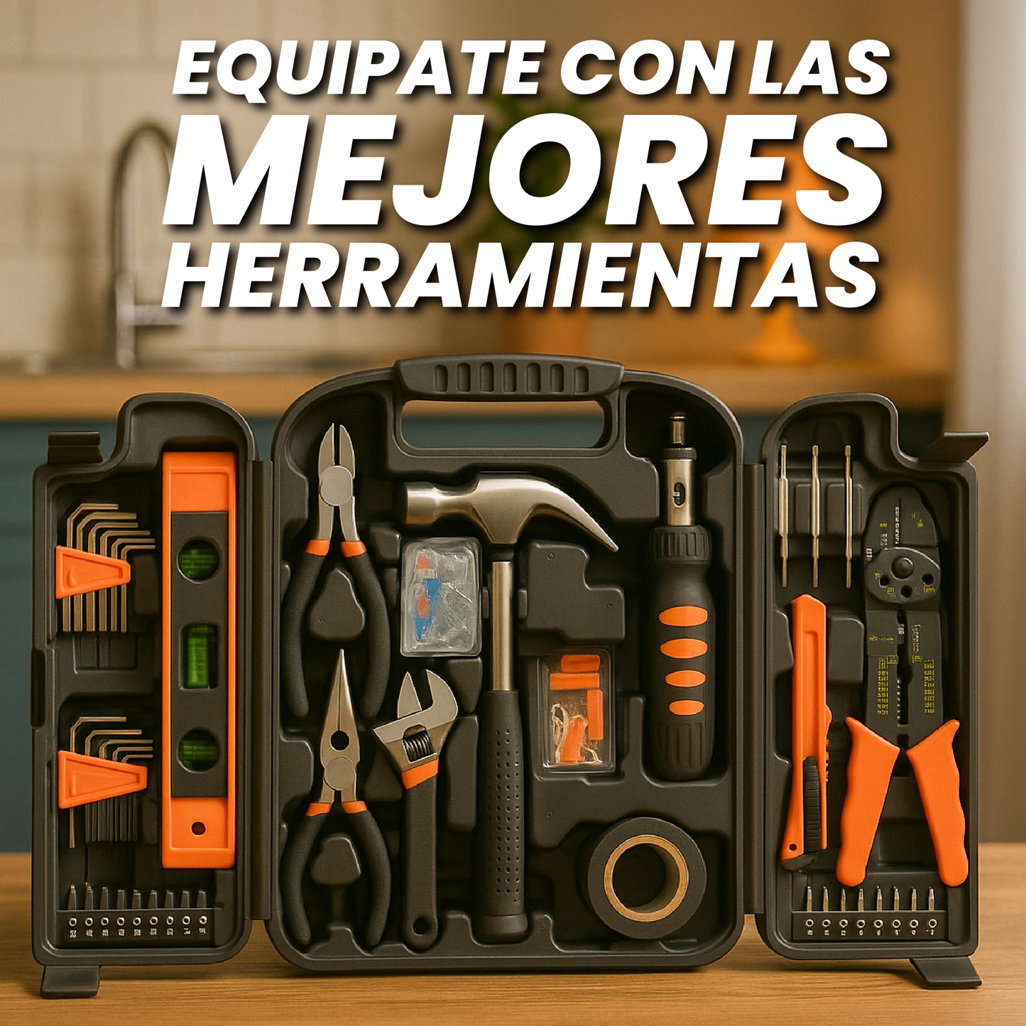 Kit de herramientas 129 Piezas™ - Caja todo-en-Uno Premium de Cromo Vanadio