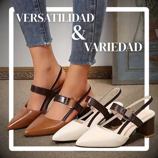 EleganceDuo™ – Zapatos de tacón bajo con correa