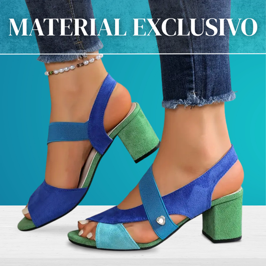 ColorBlock™ – Sandalias de tacón medio bicolor