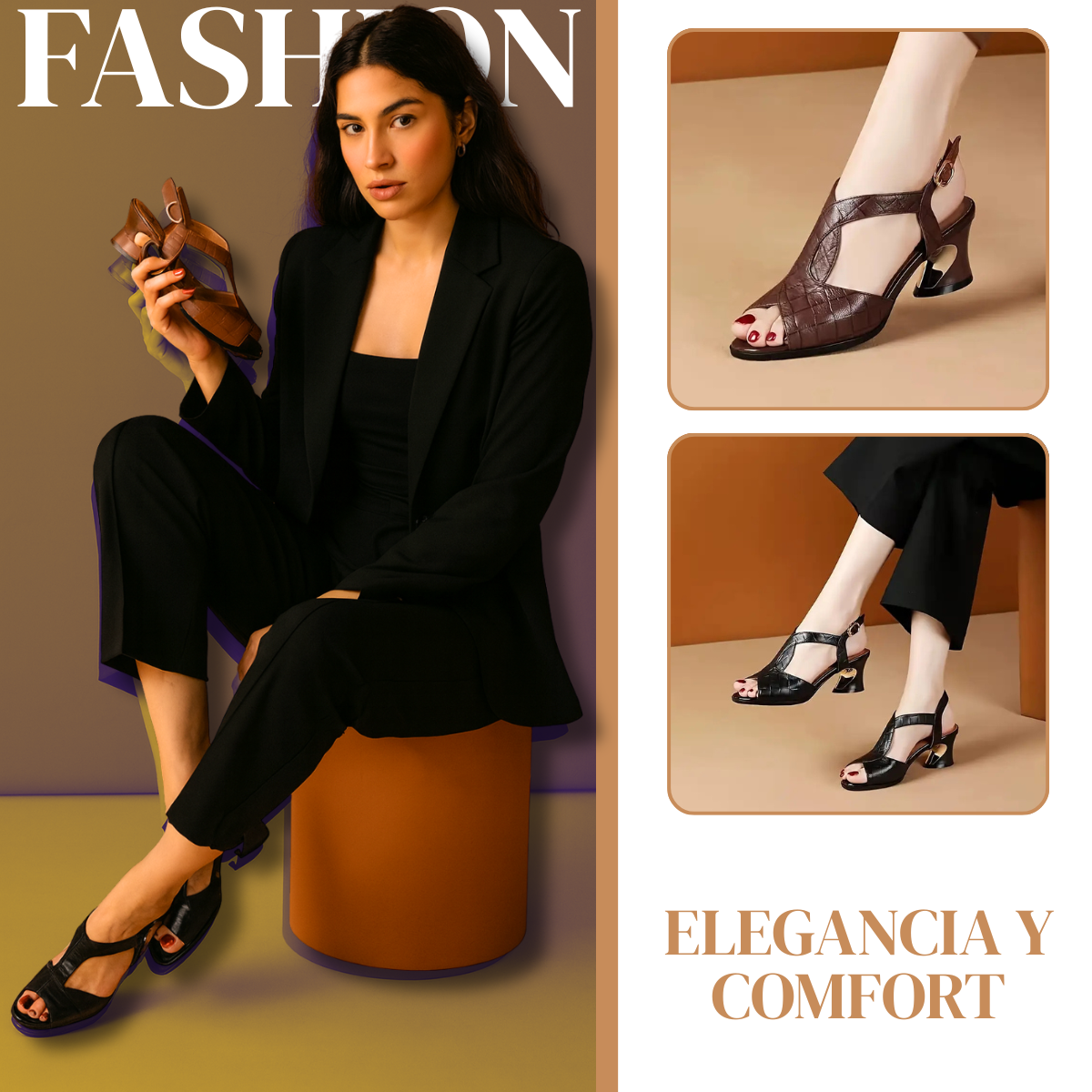CrocoGlam™ – Sandalias de tacón con acabado croc
