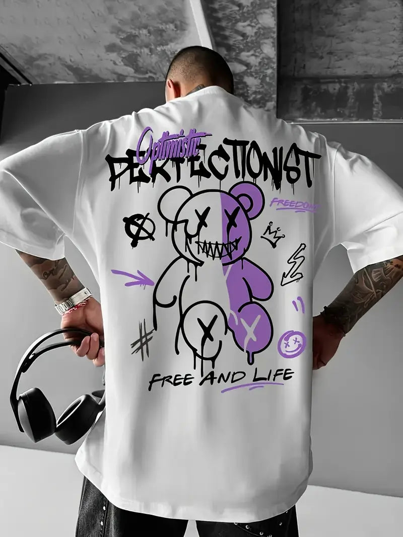 Perfectionist™ – Camiseta oversize negra con gráfico urbano