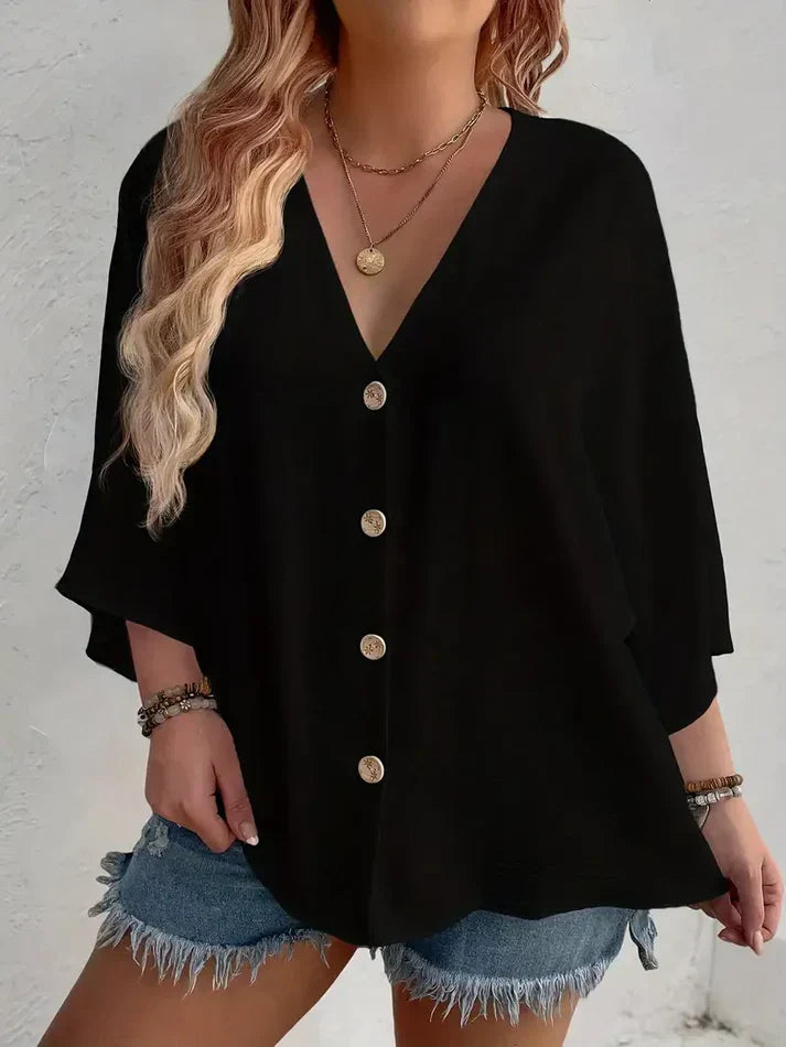 VERSATILE V: Blusa Esencial con Cuello en V