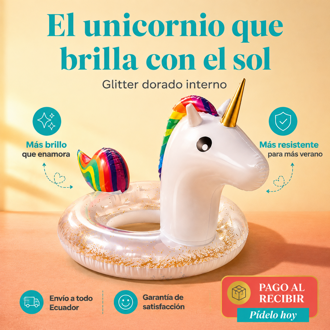 Boya Inflable De Unicornio Escarchado - 125082 — vista 1