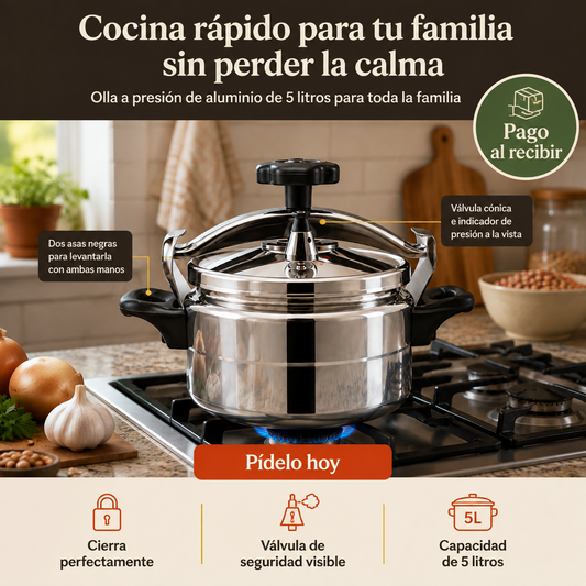 Olla A Presion Para Cocinar Aluminio 5l - 55149 — vista 1