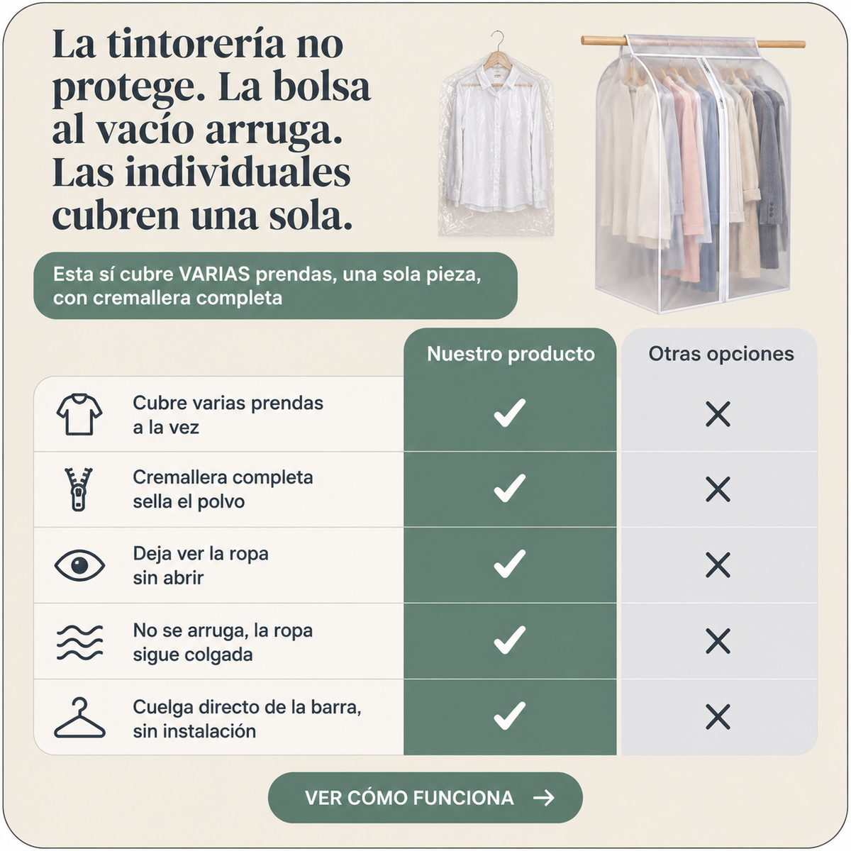 Protector De Ropa Colgante Grande Almace - 26700 — vista 2