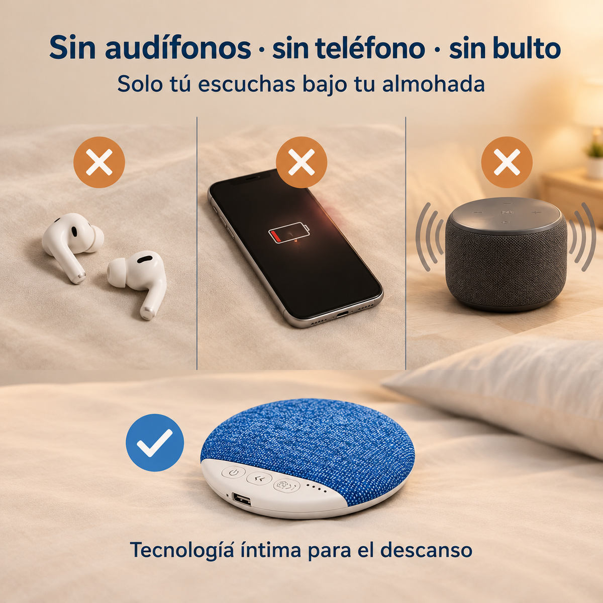 Bocina Tipo Almohada Bluetooth Dormir - 44459 — vista 2
