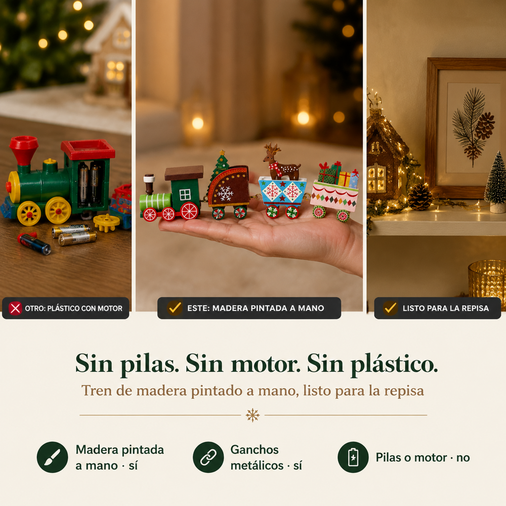 Mini Tren Navidad De Madera Colorido - 33632 — vista 2