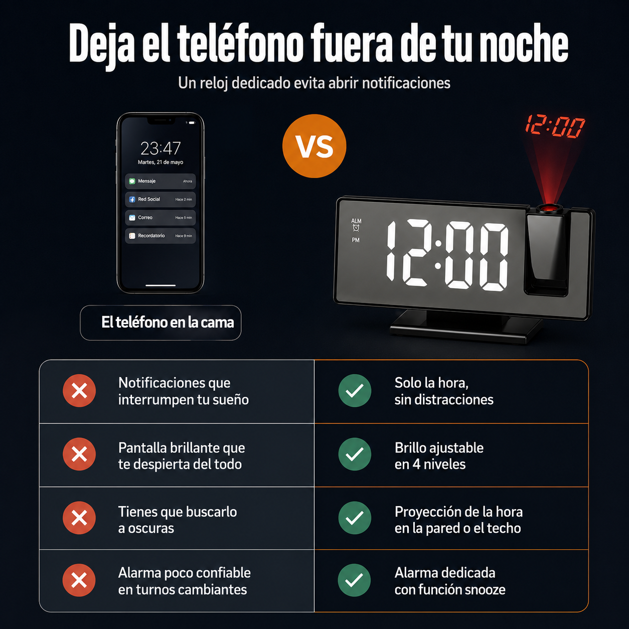 Reloj Despertador Proyector 1903838 - 188 — vista 2