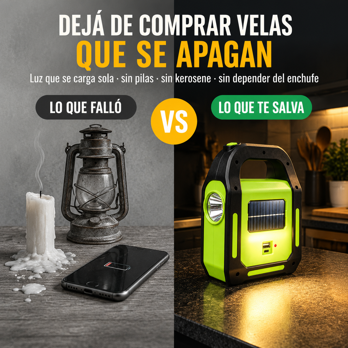 Linterna Recargable Usb Solar Powerbank - 12970 — vista 2