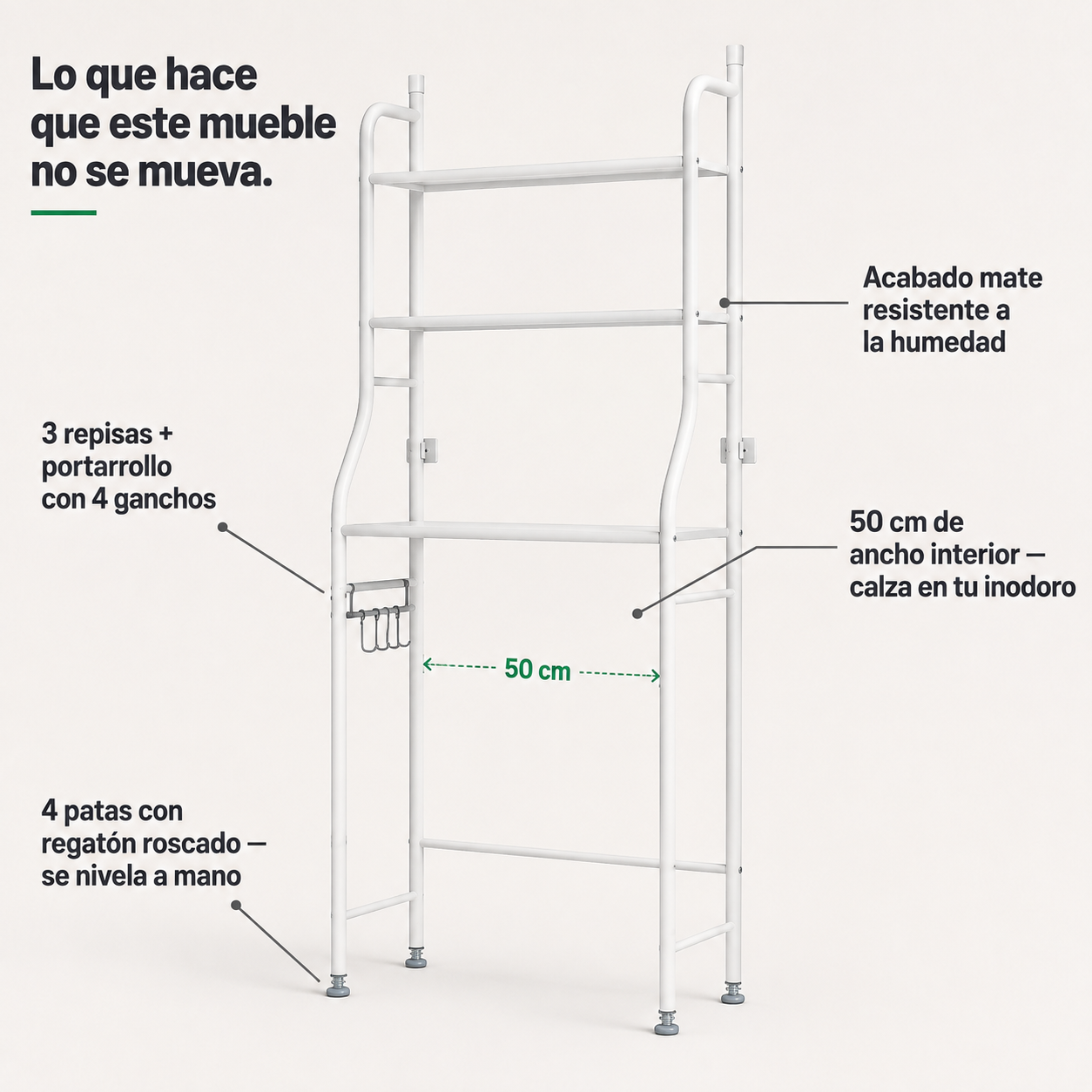 Estante Organizador Bano Inodoro Mueble - 112616 — vista 3