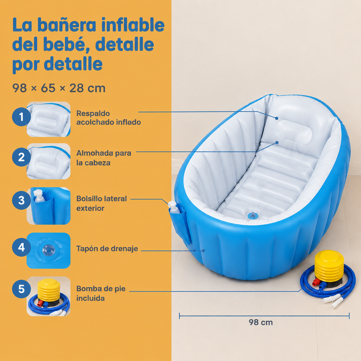 Banera Bebe Inflable Ninos - 7006 — vista 3