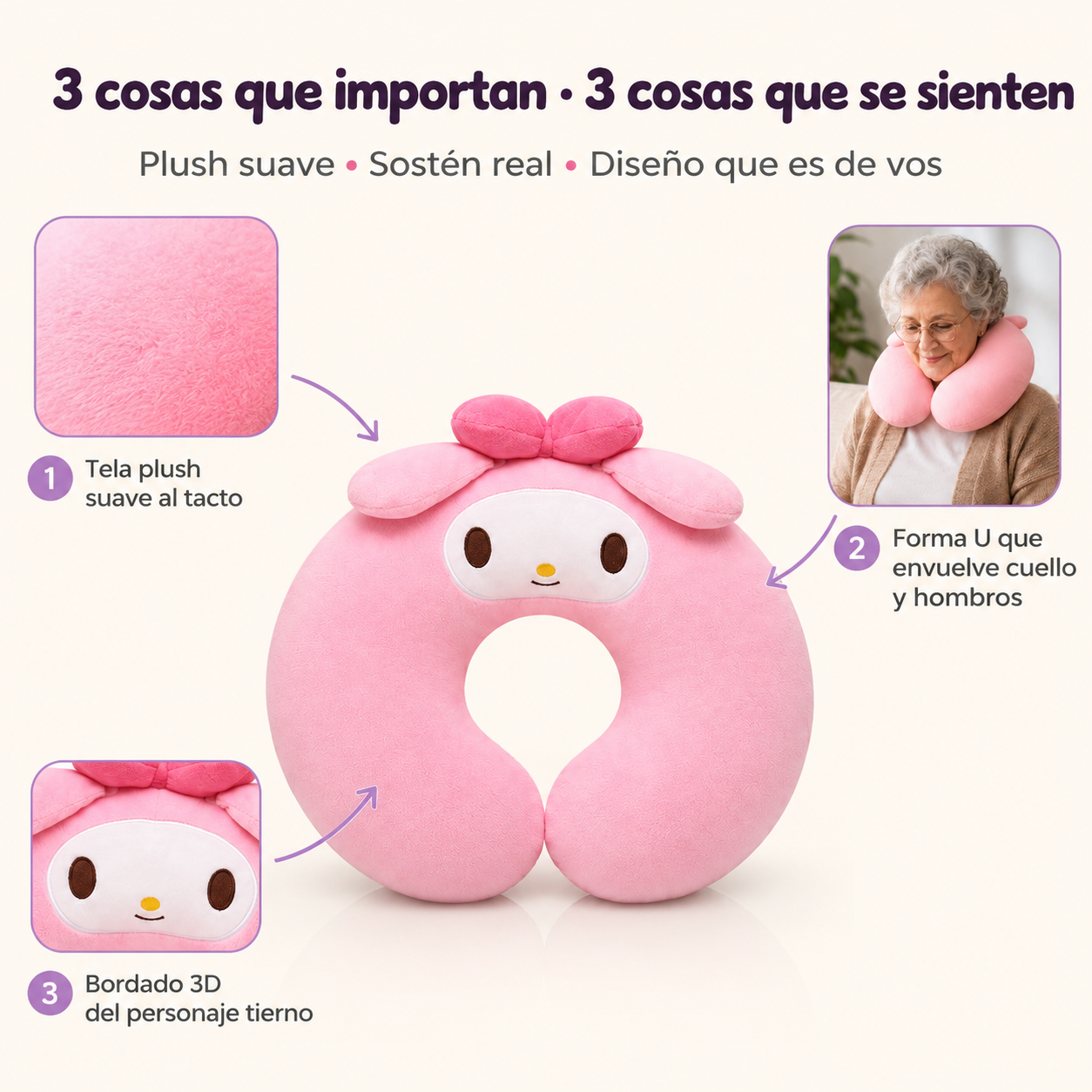 Almohada Cuello Para Viajes Kawaii Kurom - id6989 — vista 3