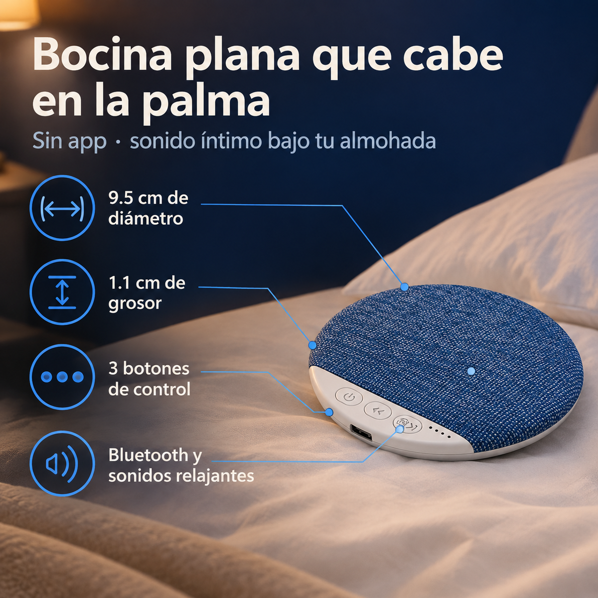 Bocina Tipo Almohada Bluetooth Dormir - 44459 — vista 3
