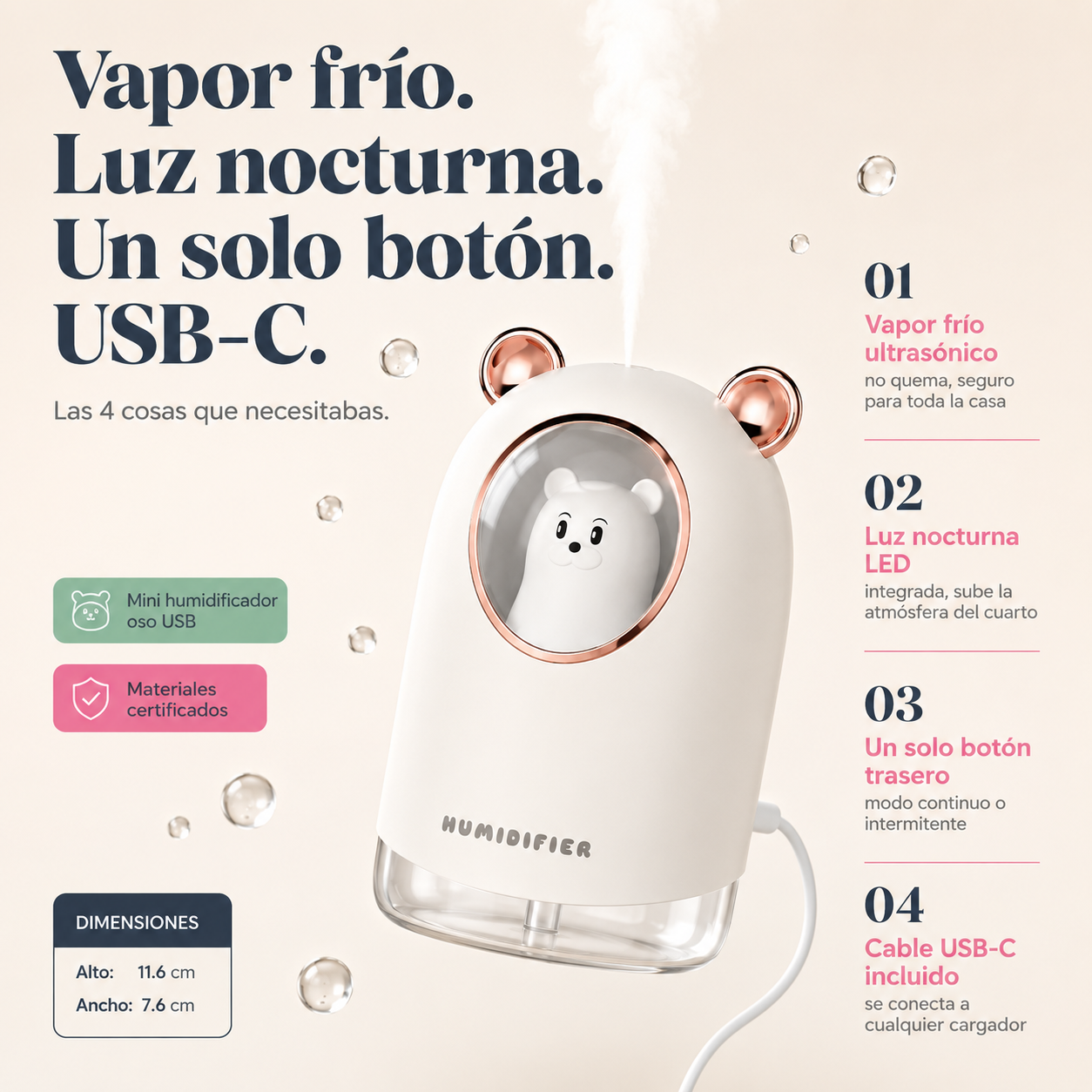 Humidificador Mini Portatil Oso - 820 — vista 3