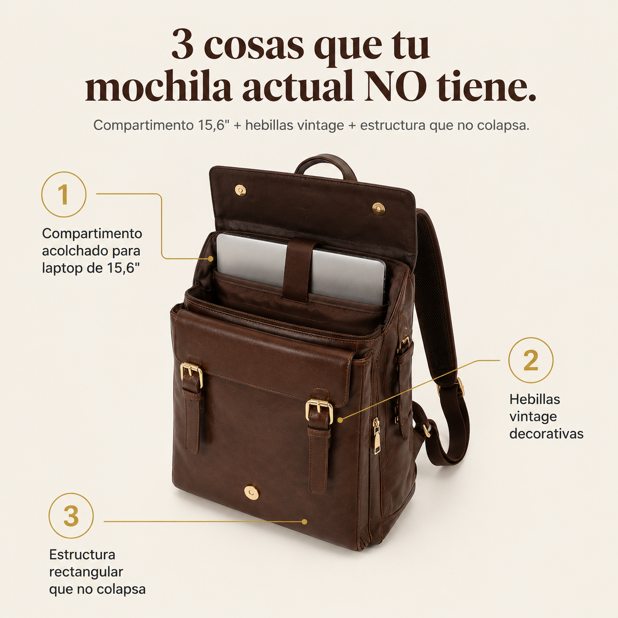 bolso vintage marrón - b01 — vista 3