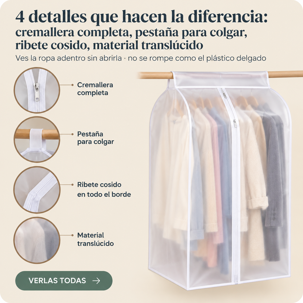 Protector De Ropa Colgante Grande Almace - 26700 — vista 3