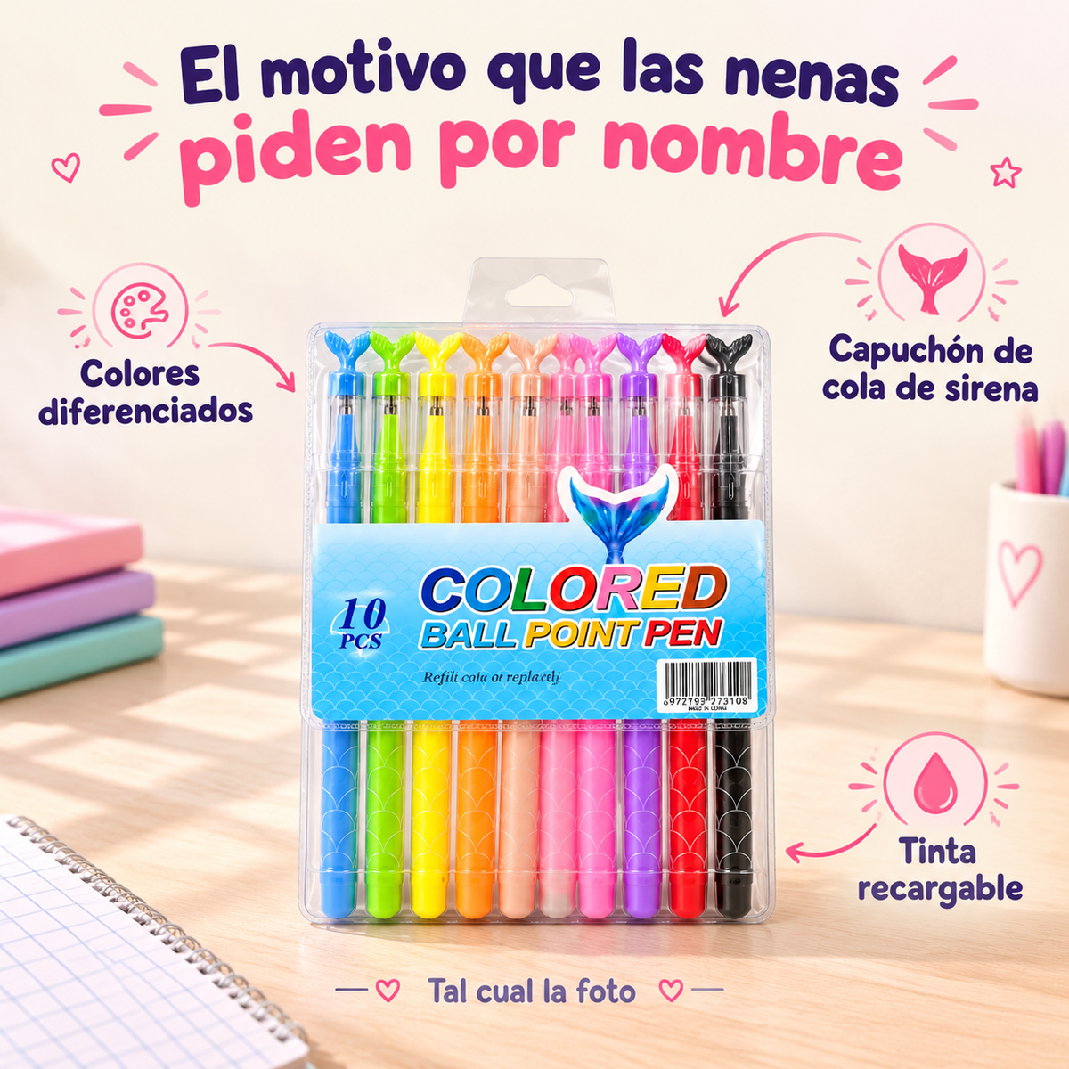 Set X10 Lapiceras De Color Sirena - 6937 — vista 3