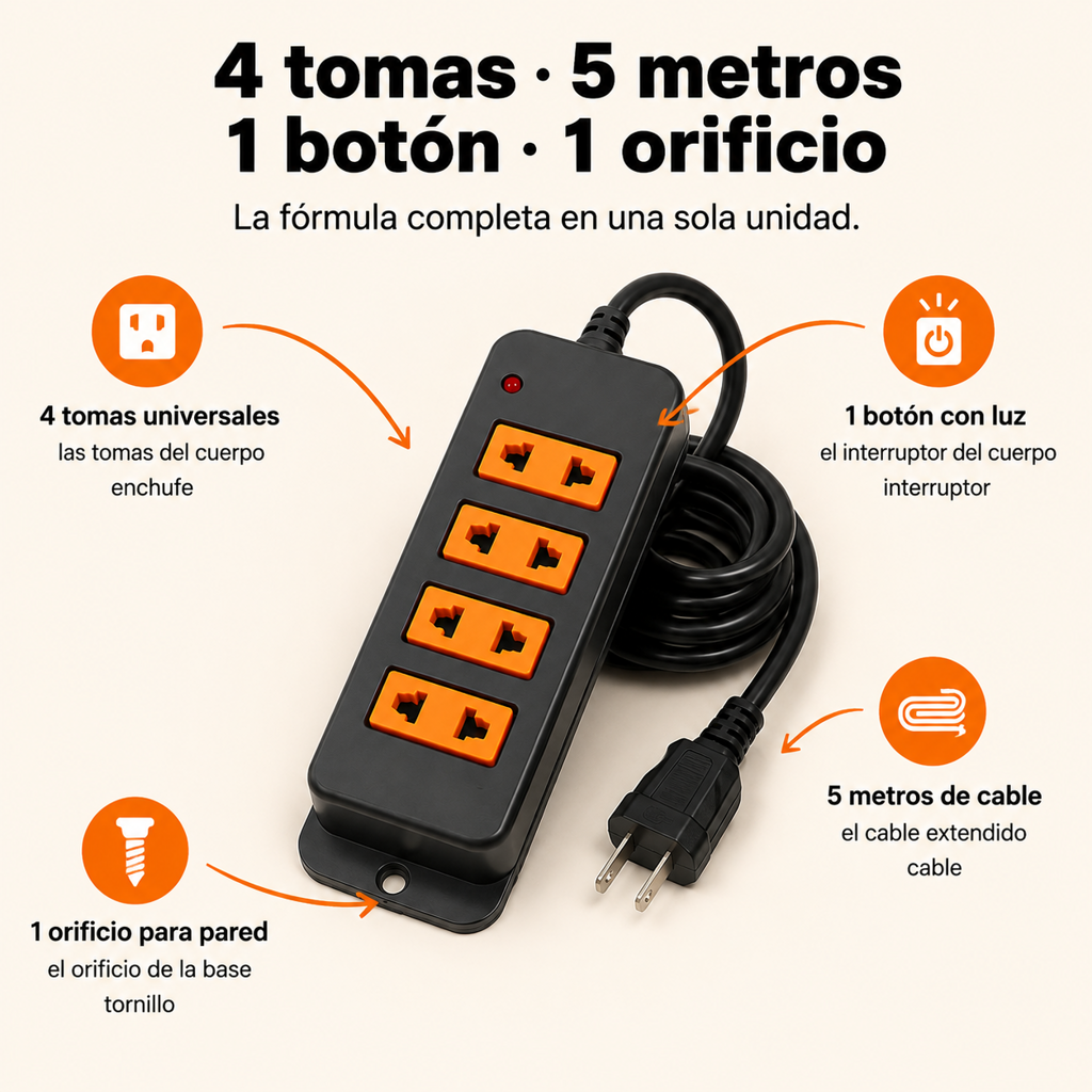 Alargador 4 Tomas1 Conexion Universal -12589 — vista 3