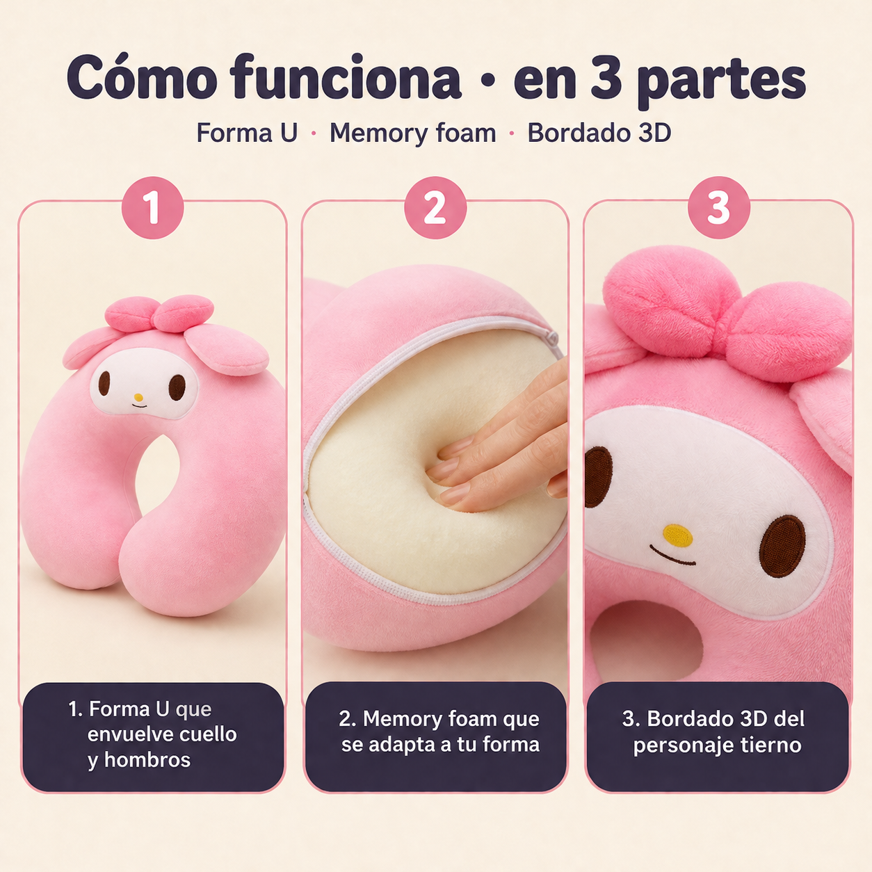 Almohada Cuello Para Viajes Kawaii Kurom - id6989 — vista 4