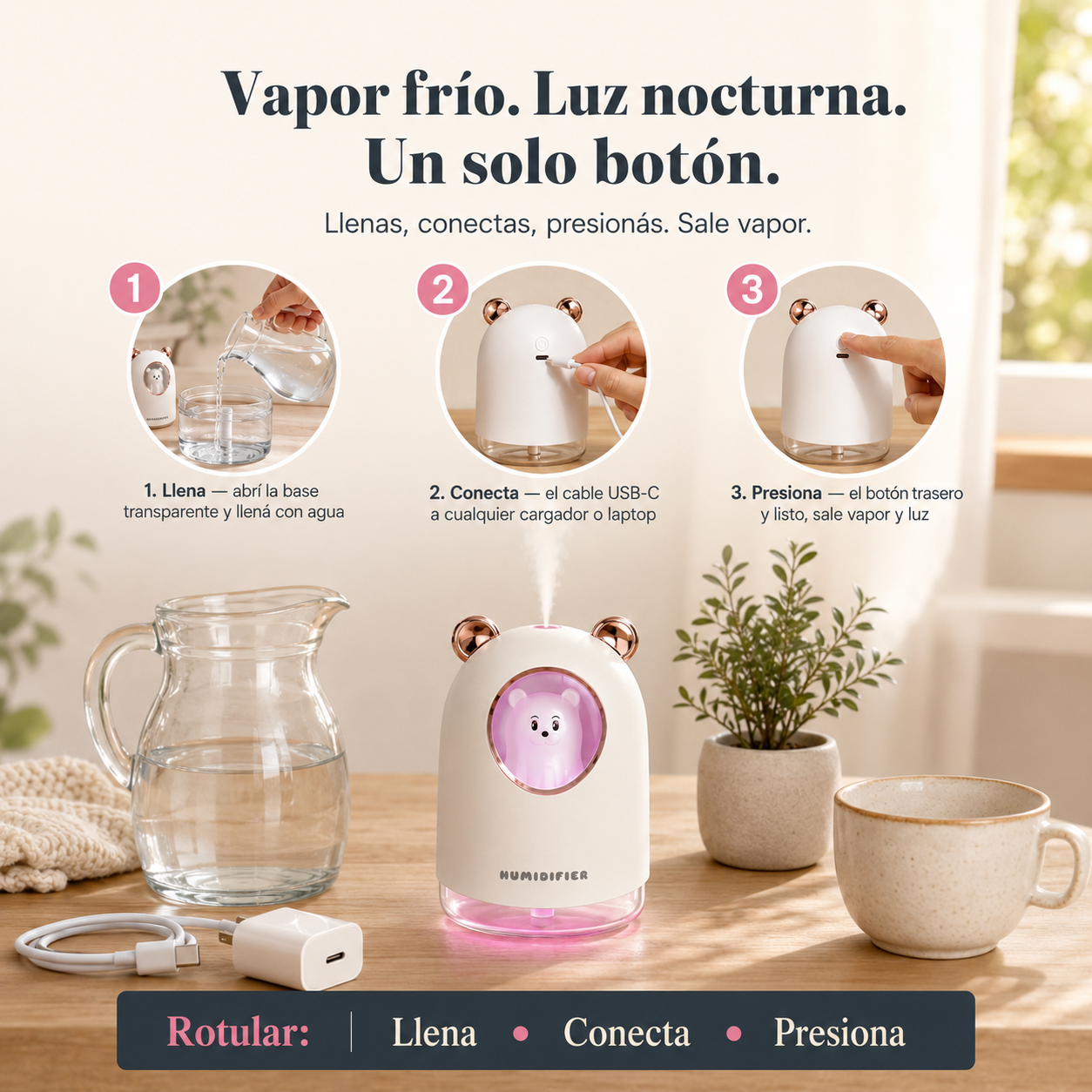 Humidificador Mini Portatil Oso - 820 — vista 4