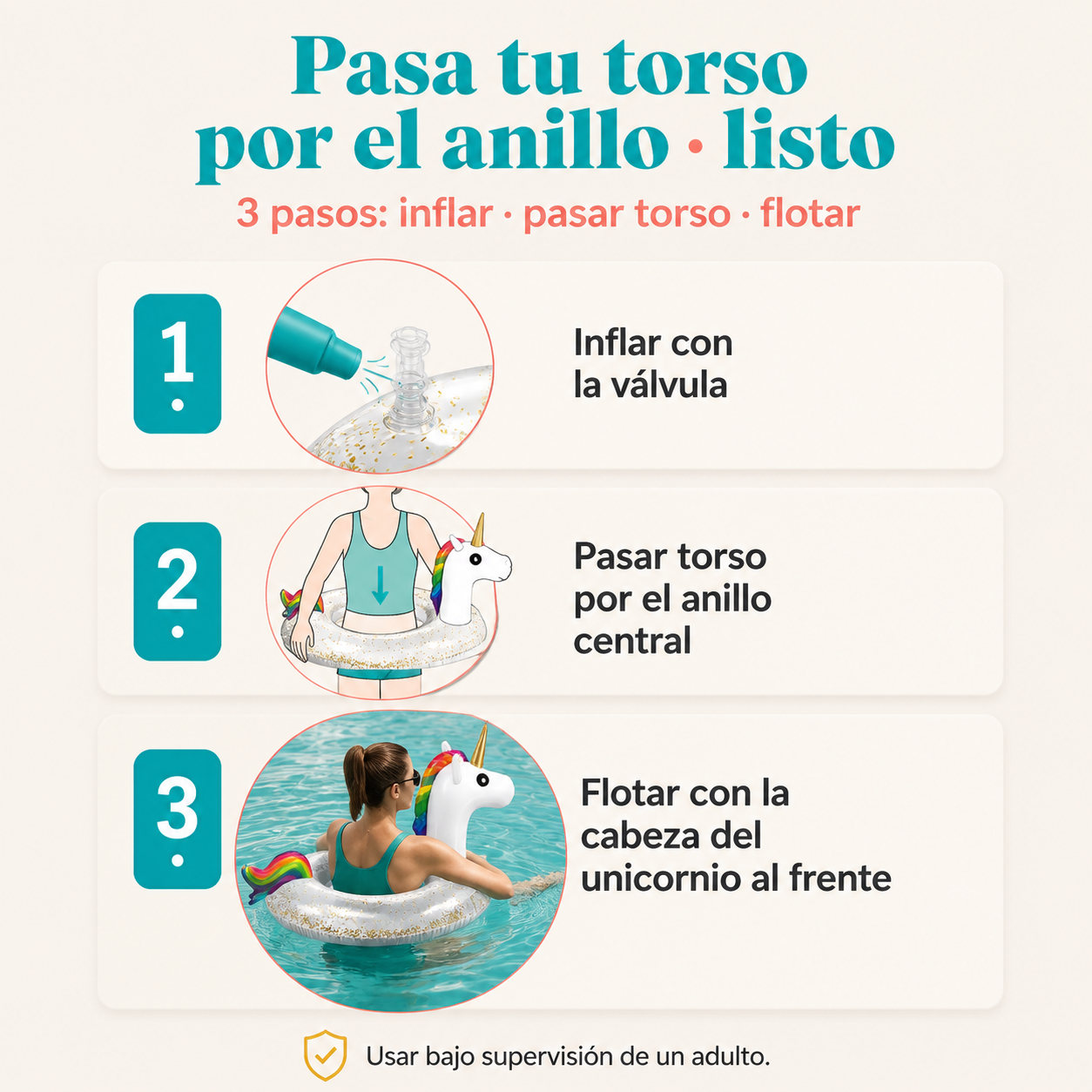 Boya Inflable De Unicornio Escarchado - 125082 — vista 4