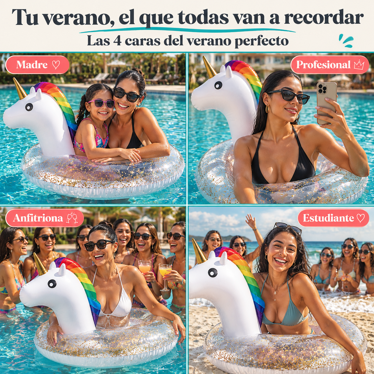 Boya Inflable De Unicornio Escarchado - 125082 — vista 5