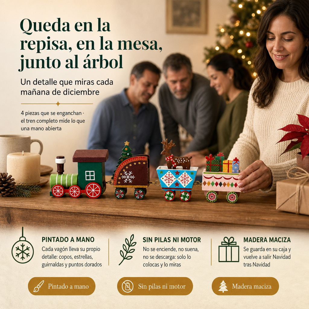 Mini Tren Navidad De Madera Colorido - 33632 — vista 5