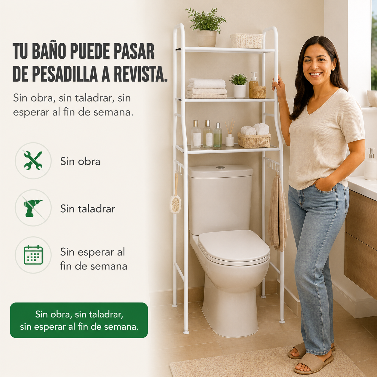 Estante Organizador Bano Inodoro Mueble - 112616 — vista 5