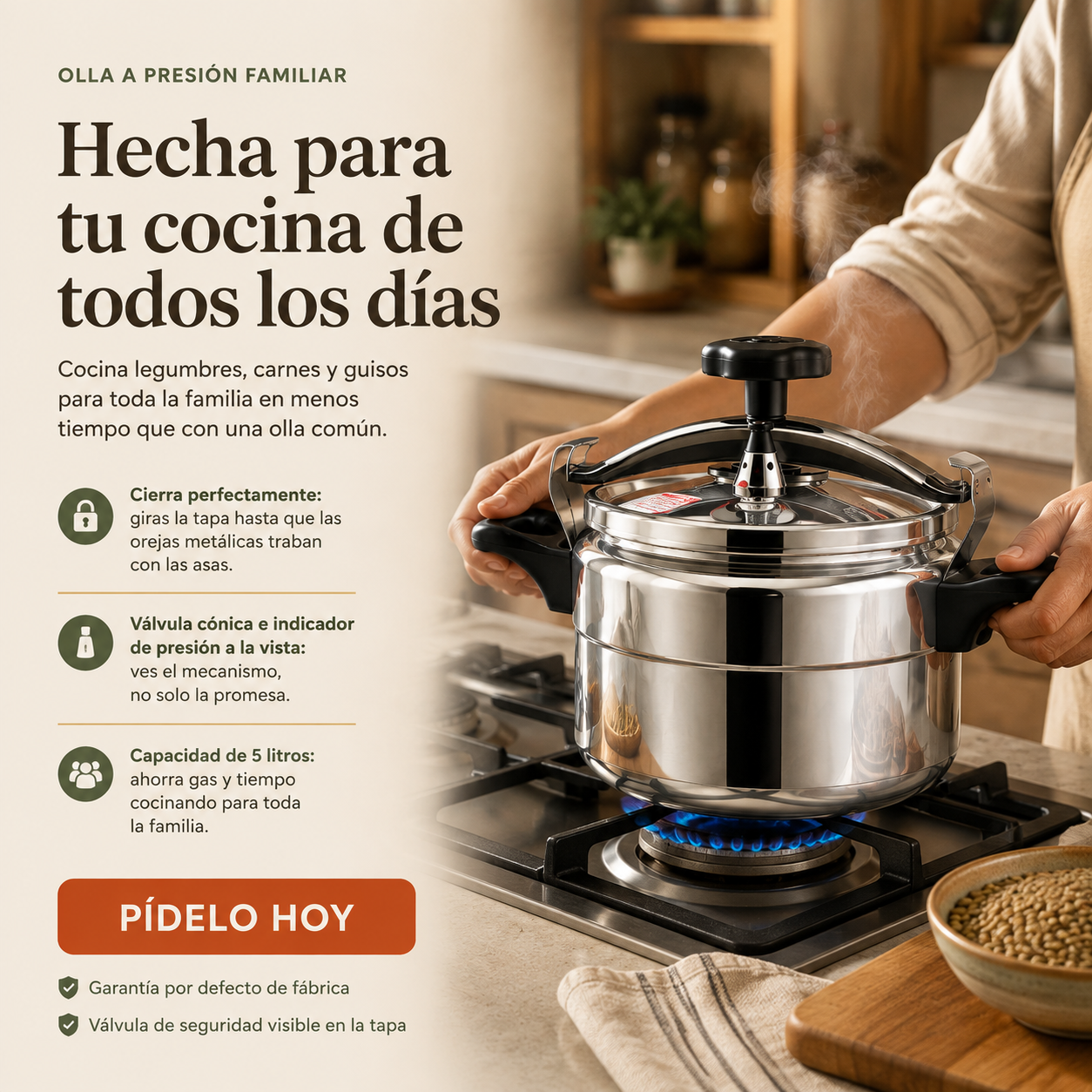Olla A Presion Para Cocinar Aluminio 5l - 55149 — vista 5