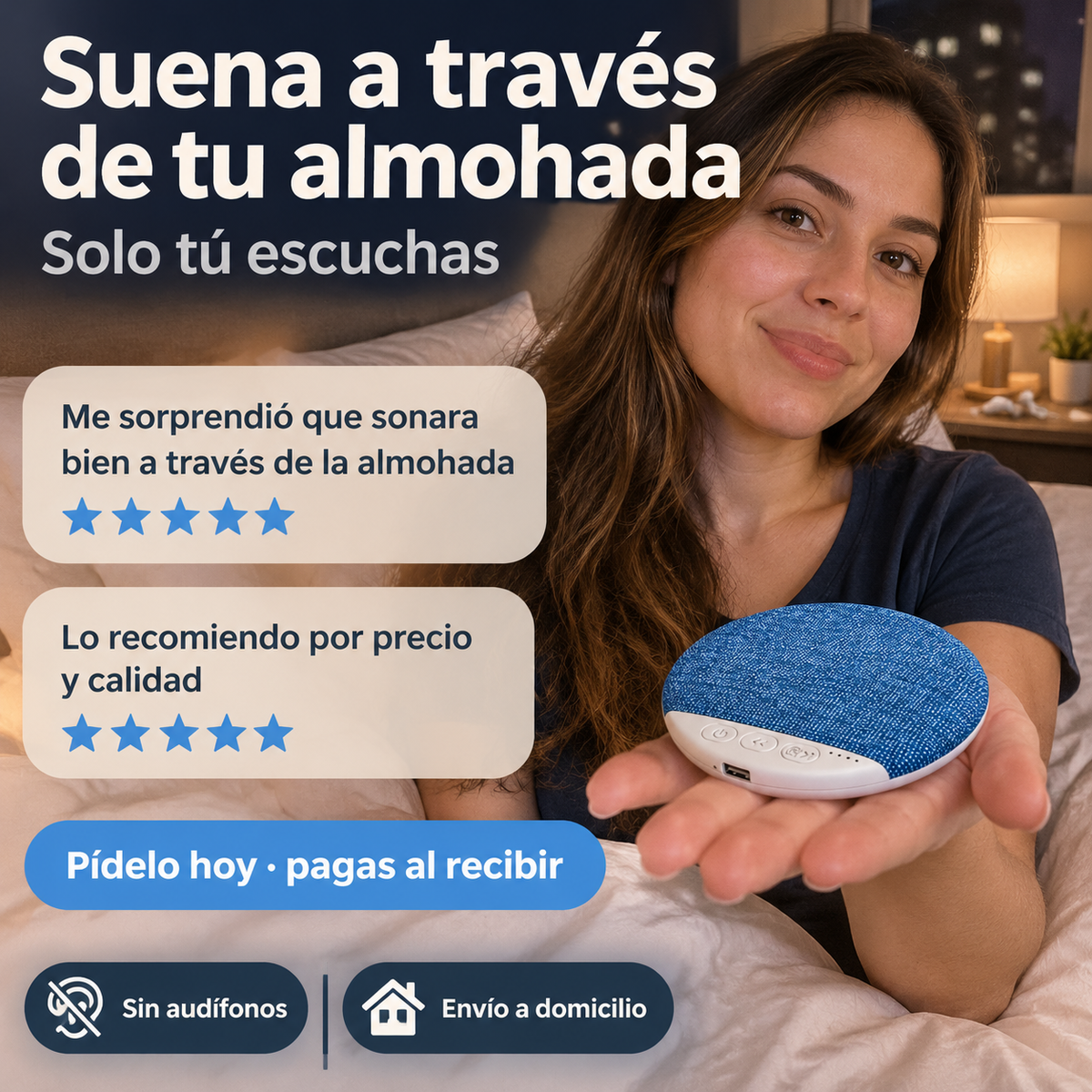 Bocina Tipo Almohada Bluetooth Dormir - 44459 — vista 6