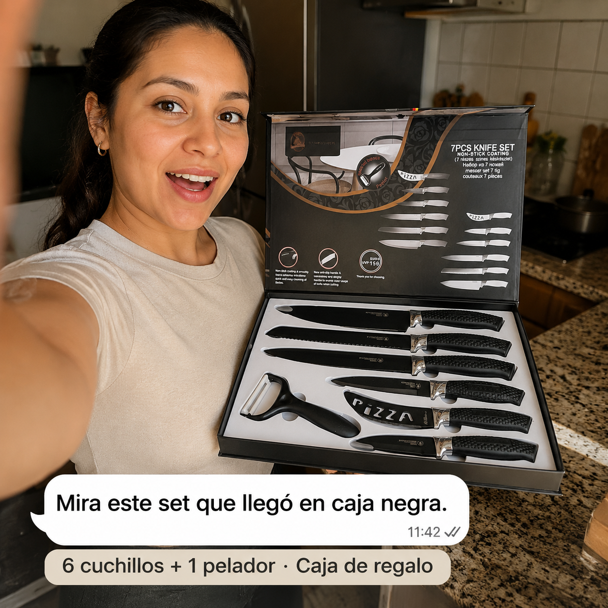 Juego 7 Cuchillos Profesionales Negros — vista 6