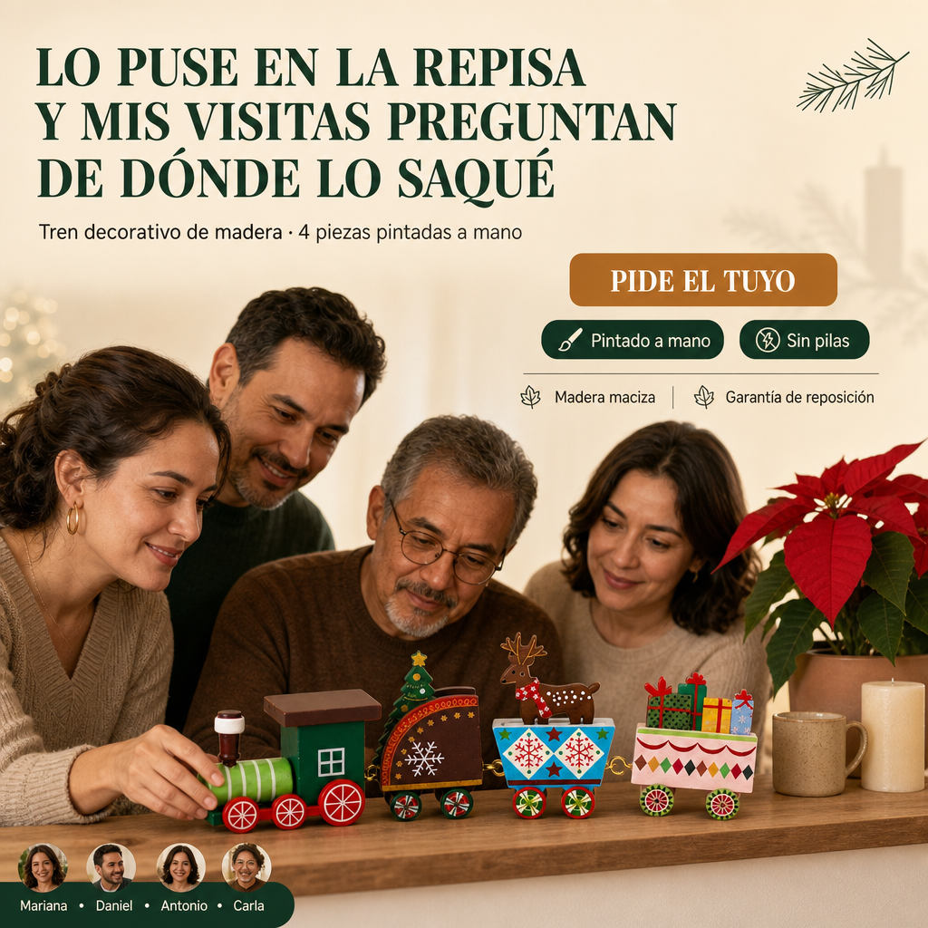 Mini Tren Navidad De Madera Colorido - 33632 — vista 6