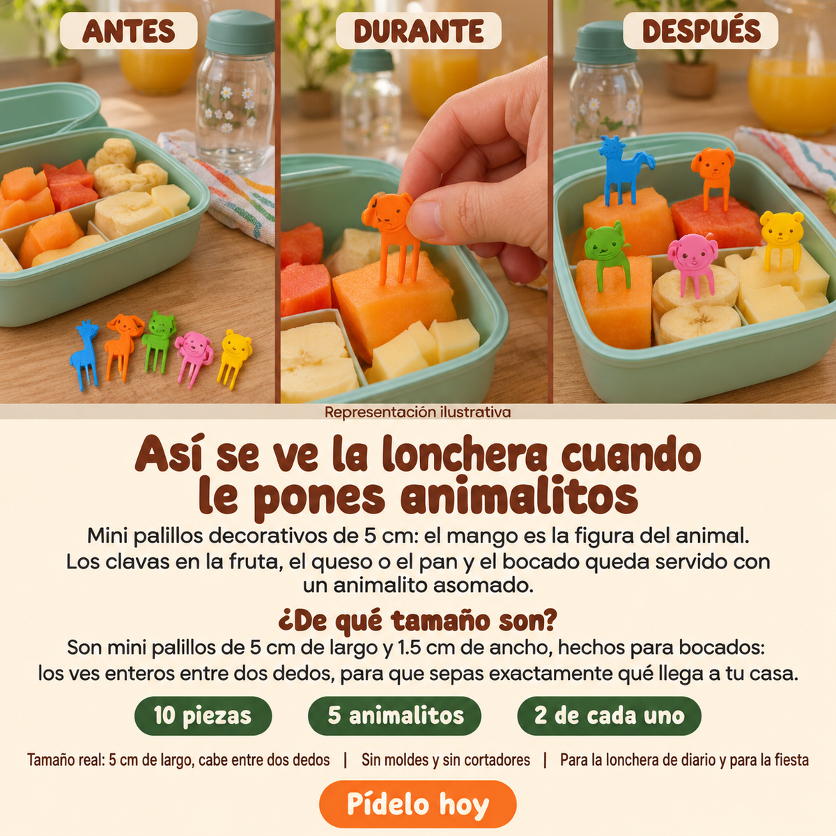 Mini Palillos De Animales Contiene 10 Pz - 40297 — vista 6