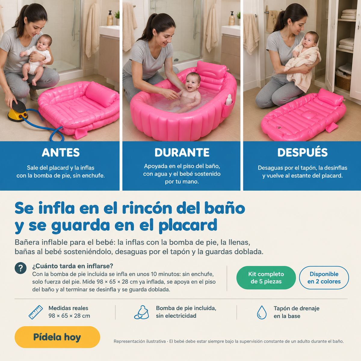 Banera Bebe Inflable Ninos - 7006 — vista 6