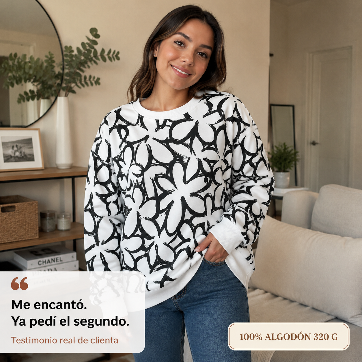 Sueter Blanco Con Flores - 2875 — vista 6