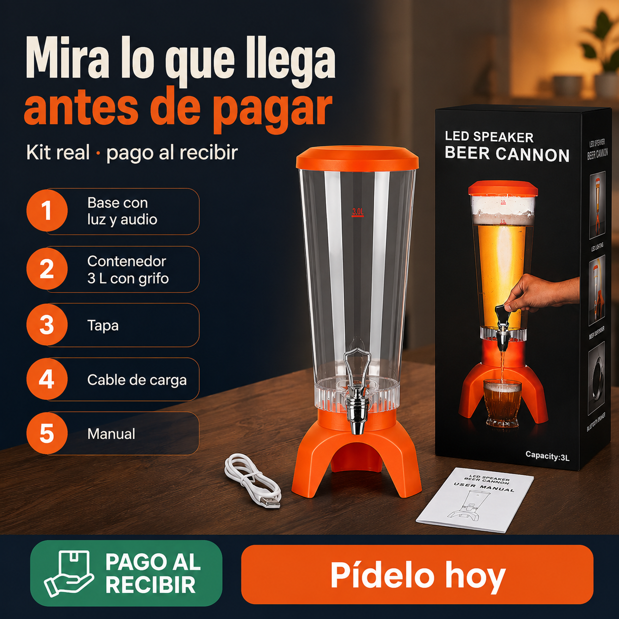Dispensador Led De Bebidas 3l Con Bocina - 12327 — vista 7