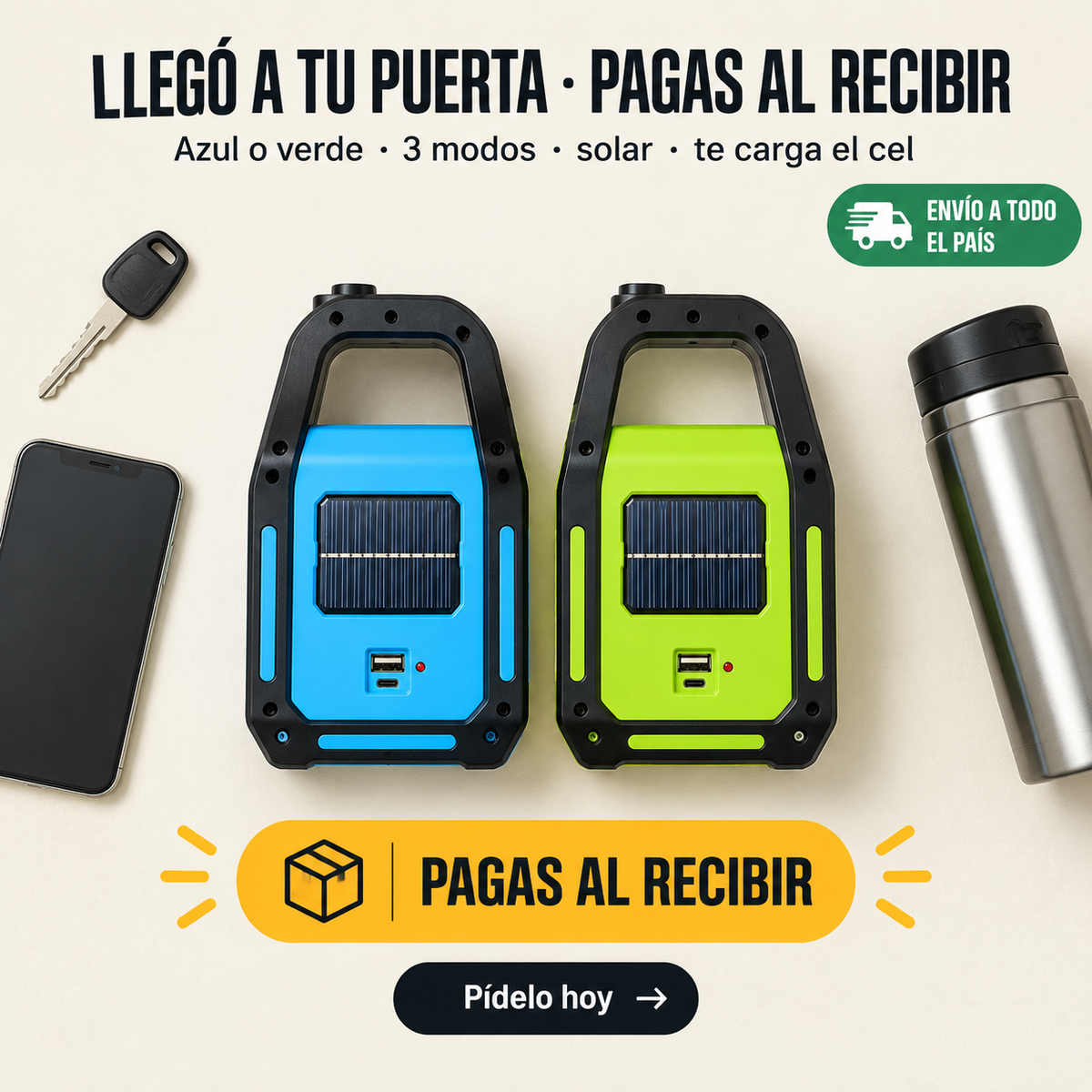 Linterna Recargable Usb Solar Powerbank - 12970 — vista 7