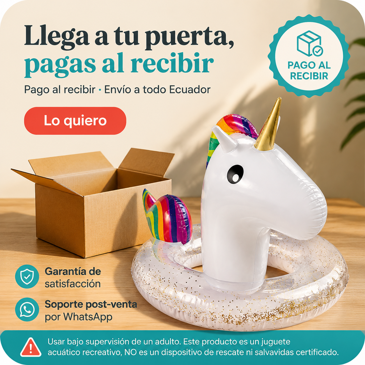 Boya Inflable De Unicornio Escarchado - 125082 — vista 7
