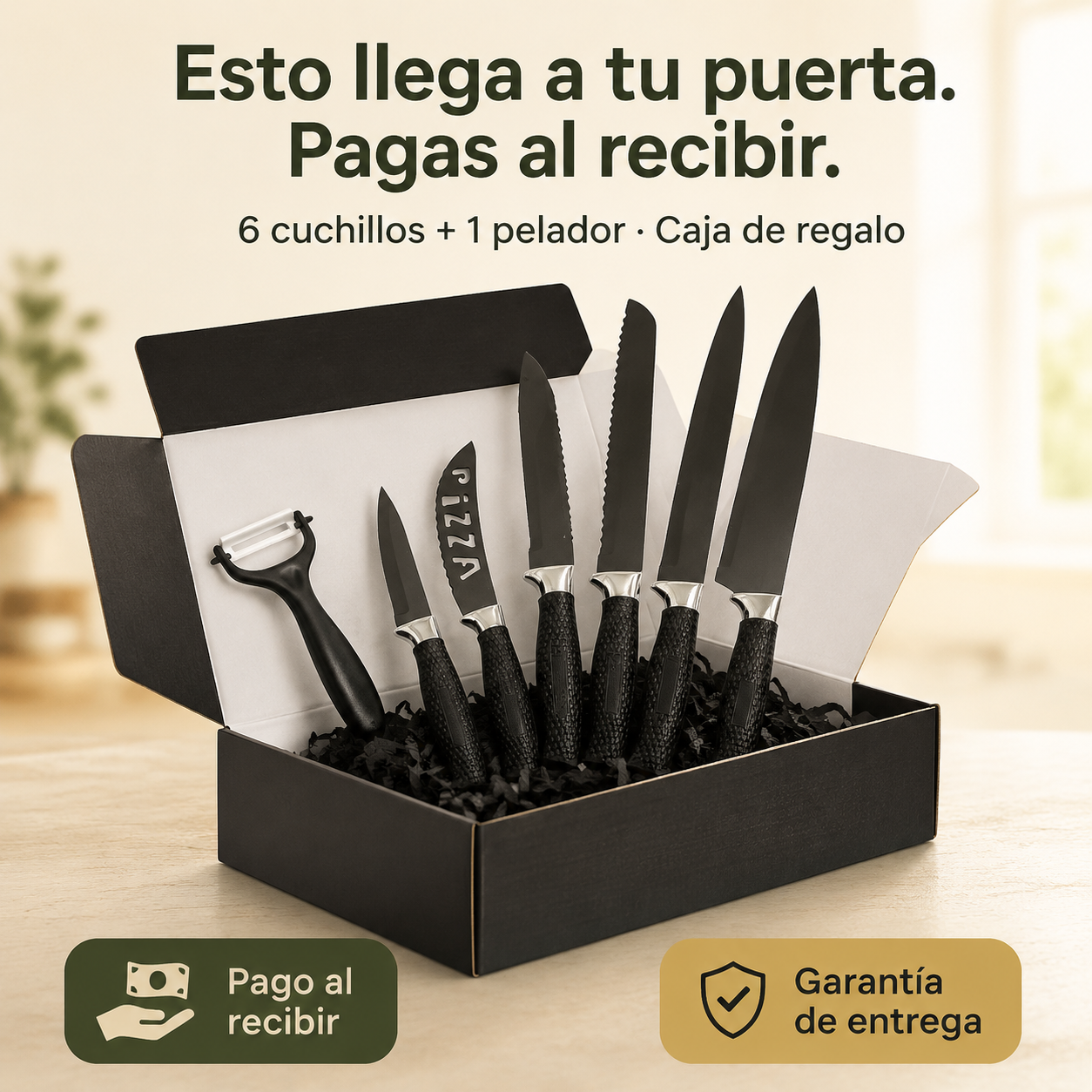 Juego 7 Cuchillos Profesionales Negros — vista 7