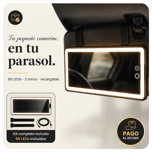 Espejo Maquillaje Con Luz Led Para Coche — vista 1