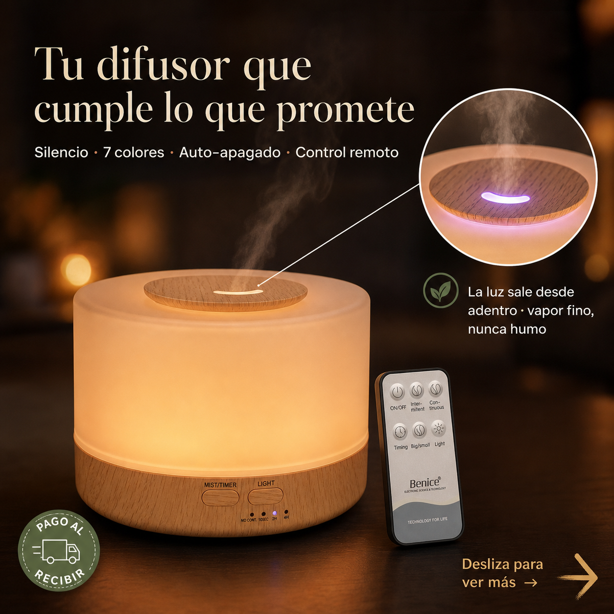 Humificador Bambu con Luz Led — vista 1