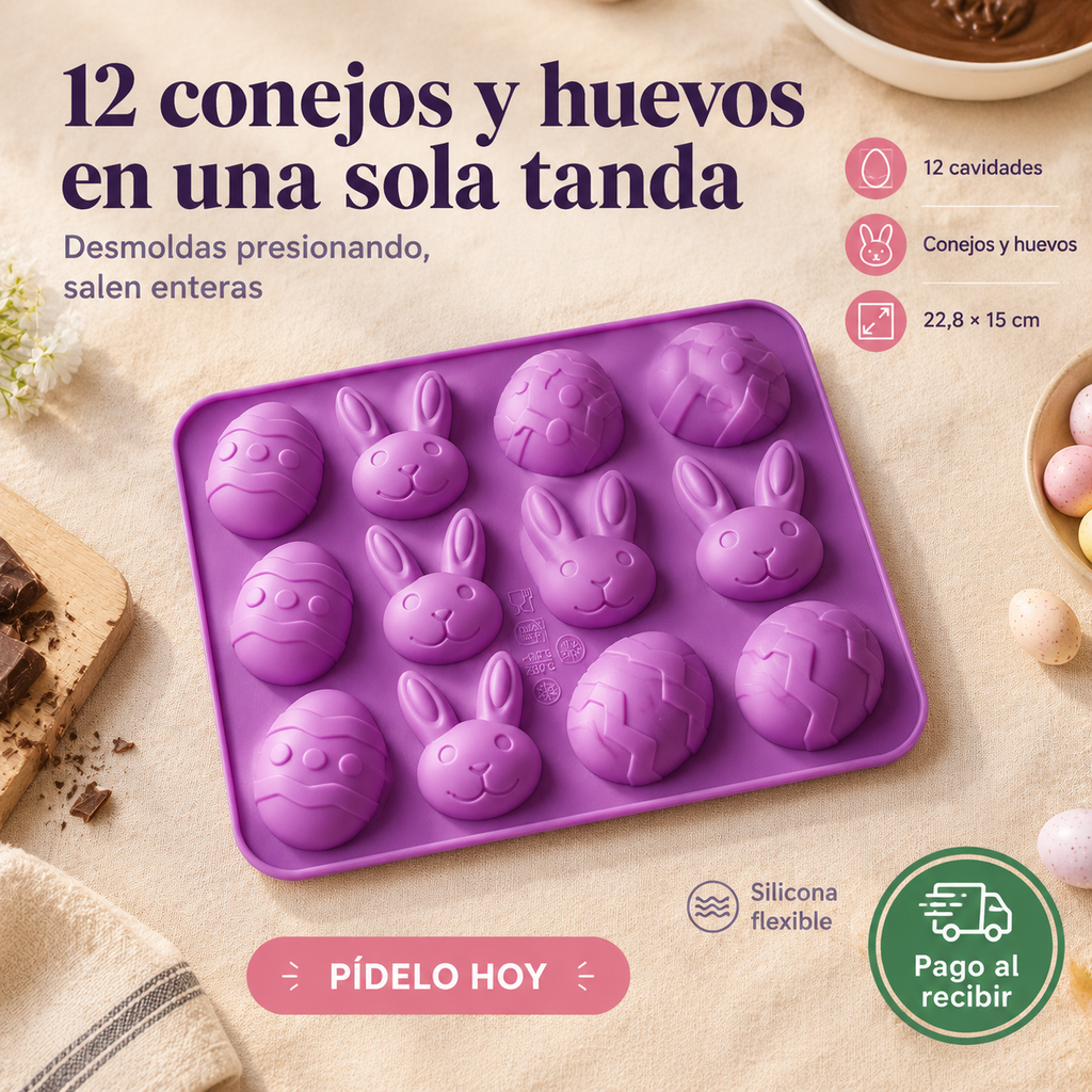 Moldes 12 Espacios Huevos Conejo Pascua - 55186 — vista 1