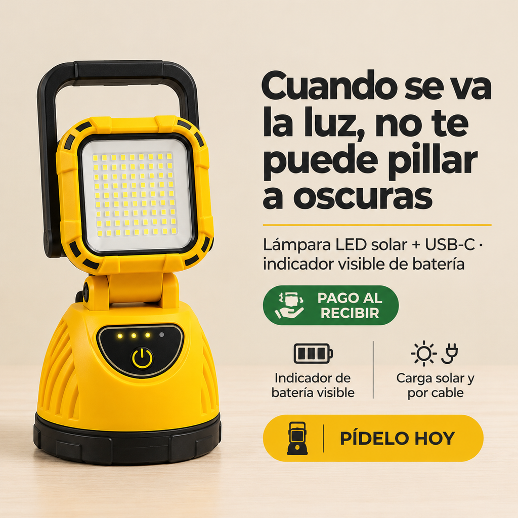 LINTERNA PARA CAMPING CARGA SOLAR Y USB - 1607244 — vista 1