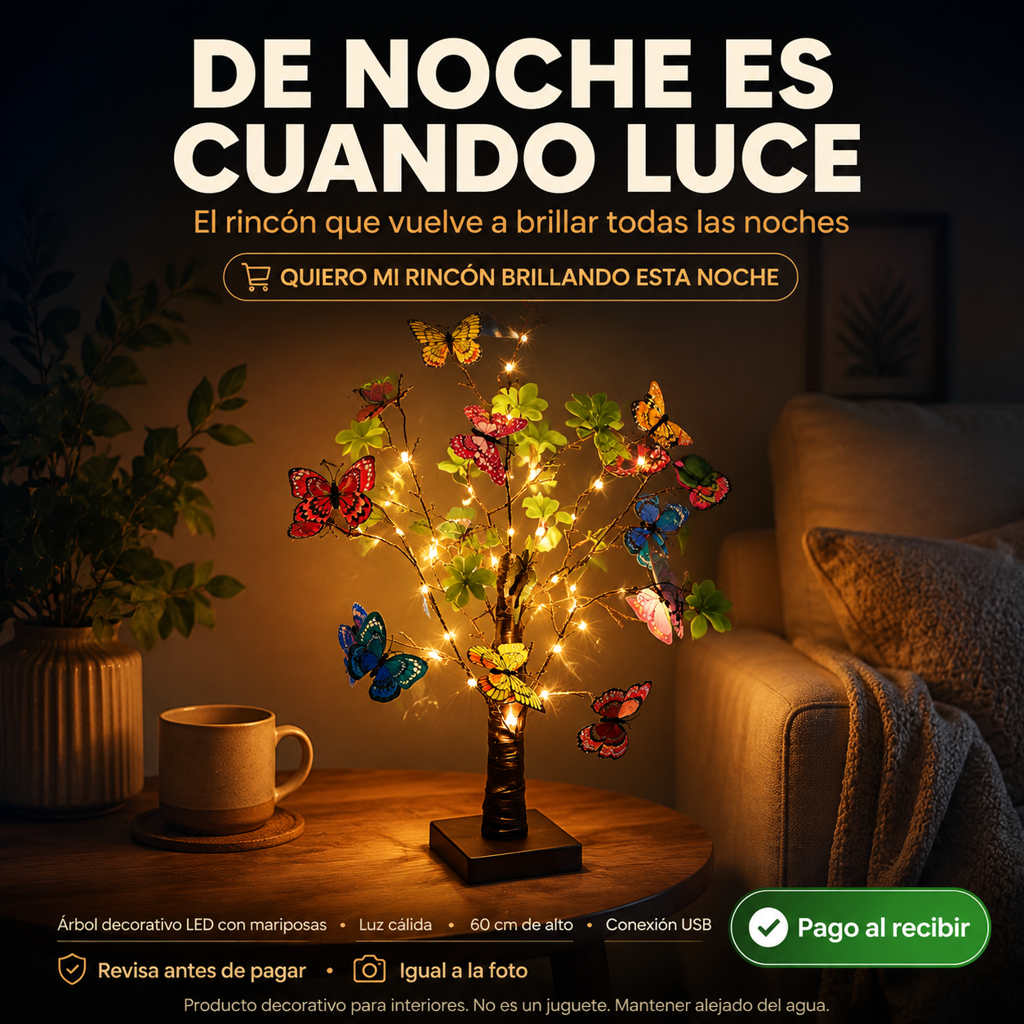 Arbol Lampara Decorativa Mariposas 60cm - 110804 — vista 1